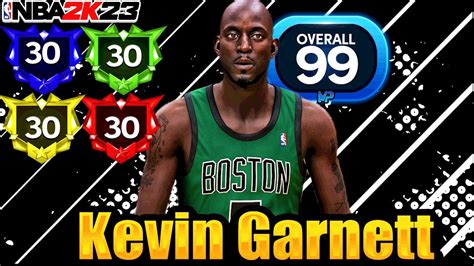 Kevin garnett build 2k23 - I tried to make a KG build. 6'11" 220 max wingspan with the blue/red chart and highest speed physicals. Doesn't have the midrange that KG did, but maxing that and post fade along with fade ace badge can get those fades consistently.